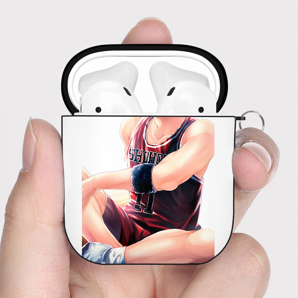 （画像用） SLAM DUNK／スラムダンク AirPods 第2世代保護ケース ハードシェル ブラック 耐衝撃・防指紋・カラビナ付き
