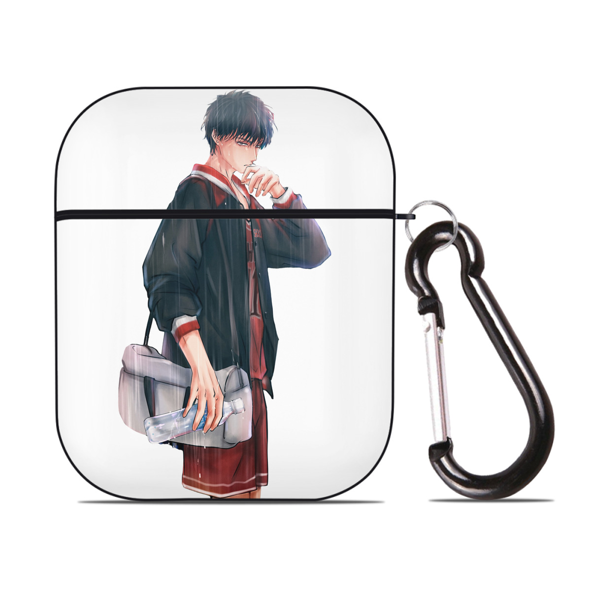 （画像用） SLAM DUNK／スラムダンク AirPods 第2世代保護ケース ハードシェル ブラック 耐衝撃・防指紋・カラビナ付き