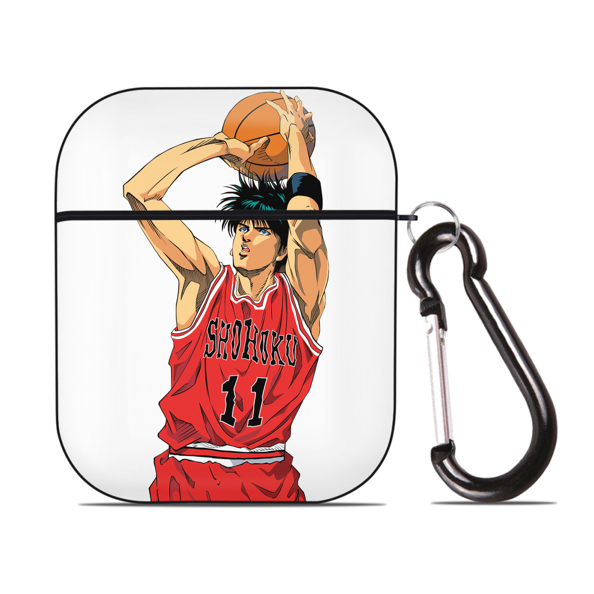 （画像用） SLAM DUNK／スラムダンク AirPods 第2世代保護ケース ハードシェル ブラック 耐衝撃・防指紋・カラビナ付き