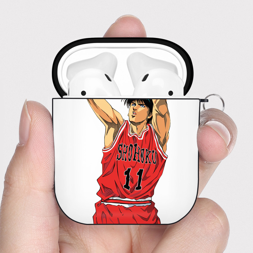 （画像用） SLAM DUNK／スラムダンク AirPods 第2世代保護ケース ハードシェル ブラック 耐衝撃・防指紋・カラビナ付き