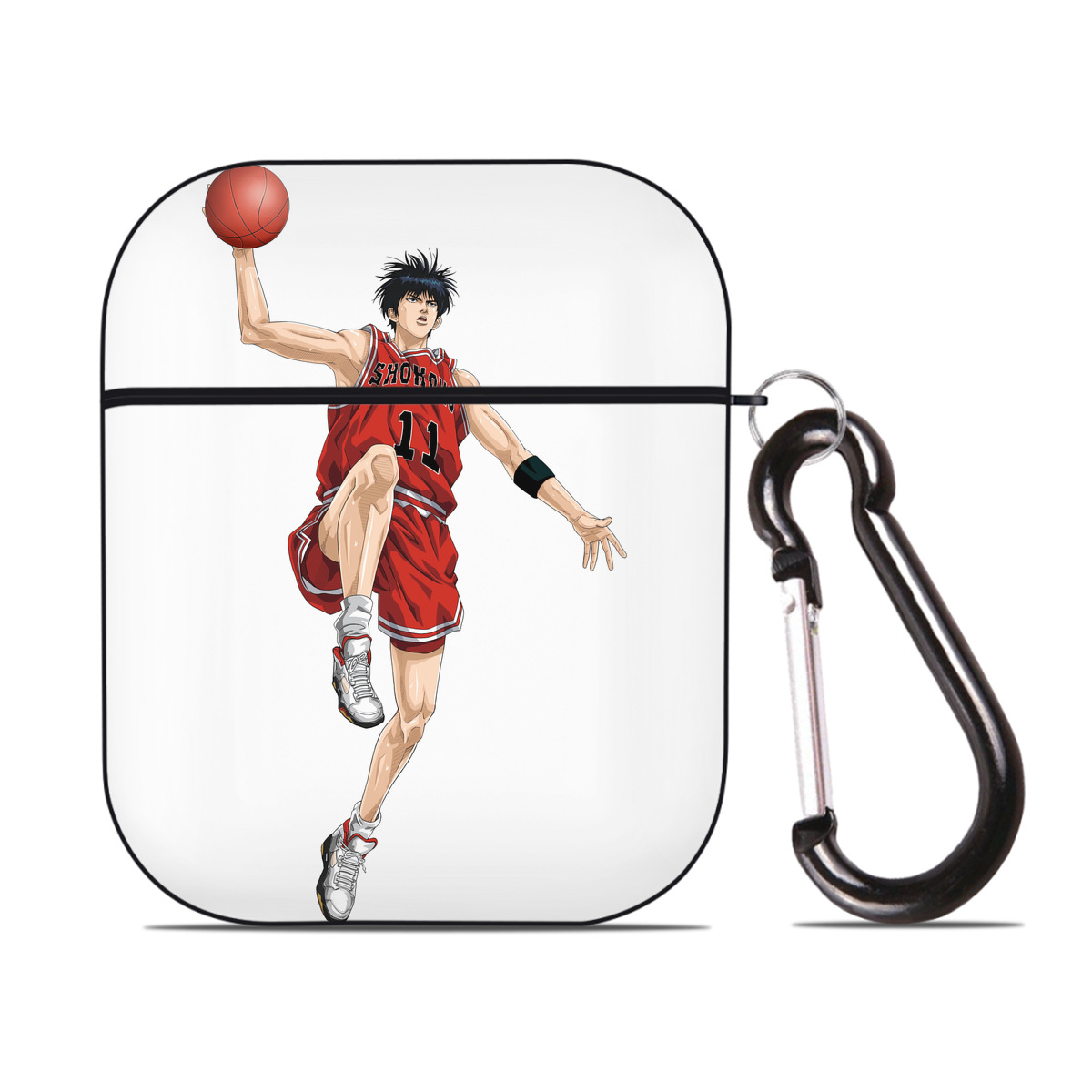 （画像用） SLAM DUNK／スラムダンク AirPods 第2世代保護ケース ハードシェル ブラック 耐衝撃・防指紋・カラビナ付き