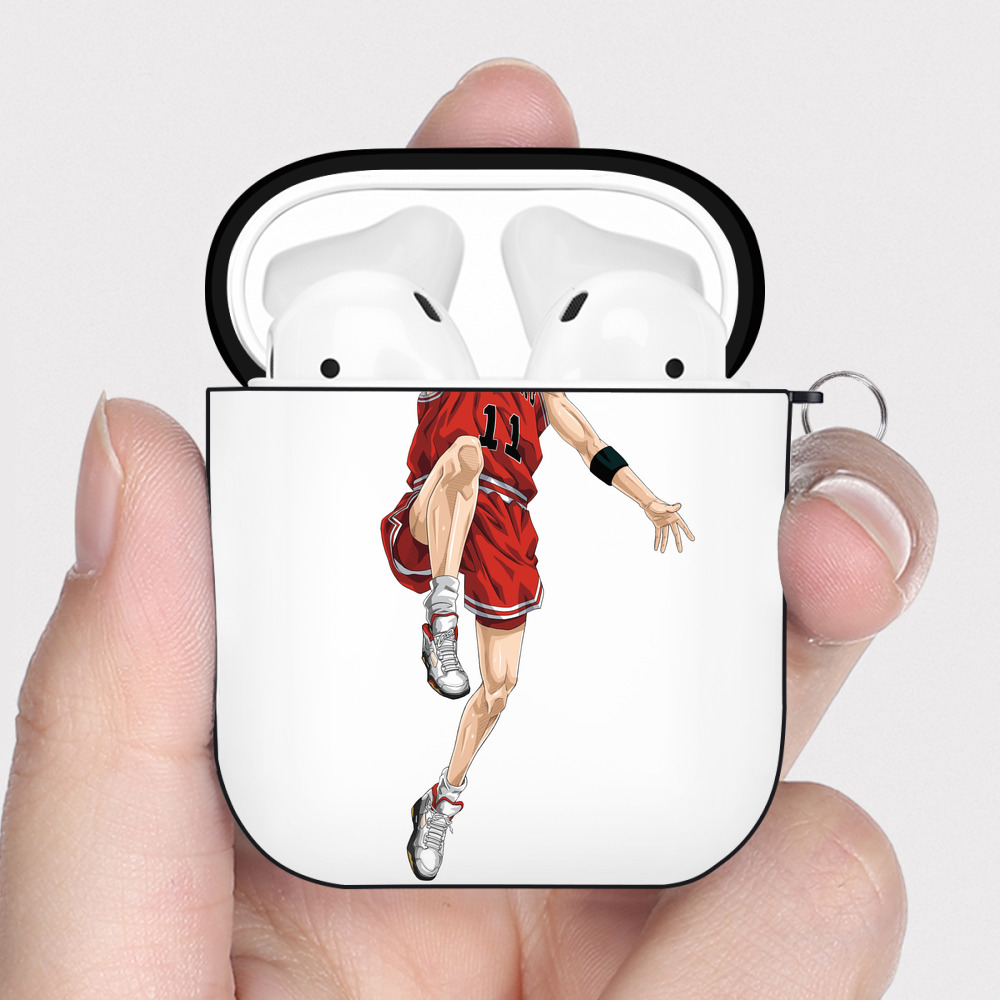（画像用） SLAM DUNK／スラムダンク AirPods 第2世代保護ケース ハードシェル ブラック 耐衝撃・防指紋・カラビナ付き