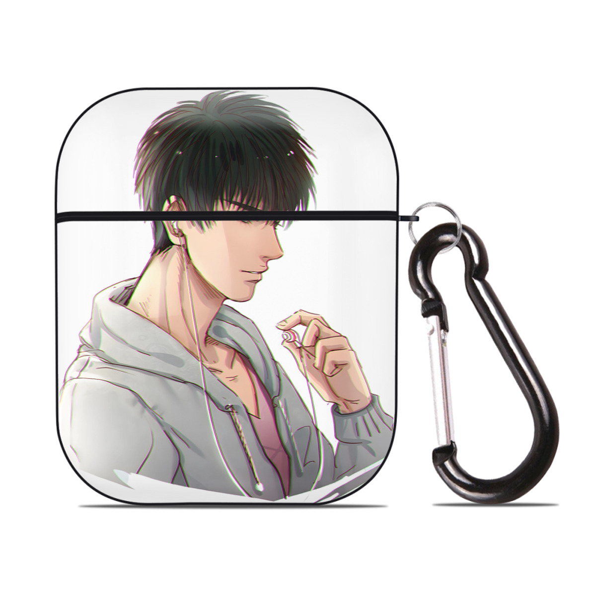 （画像用） SLAM DUNK／スラムダンク AirPods 第2世代保護ケース ハードシェル ブラック 耐衝撃・防指紋・カラビナ付き