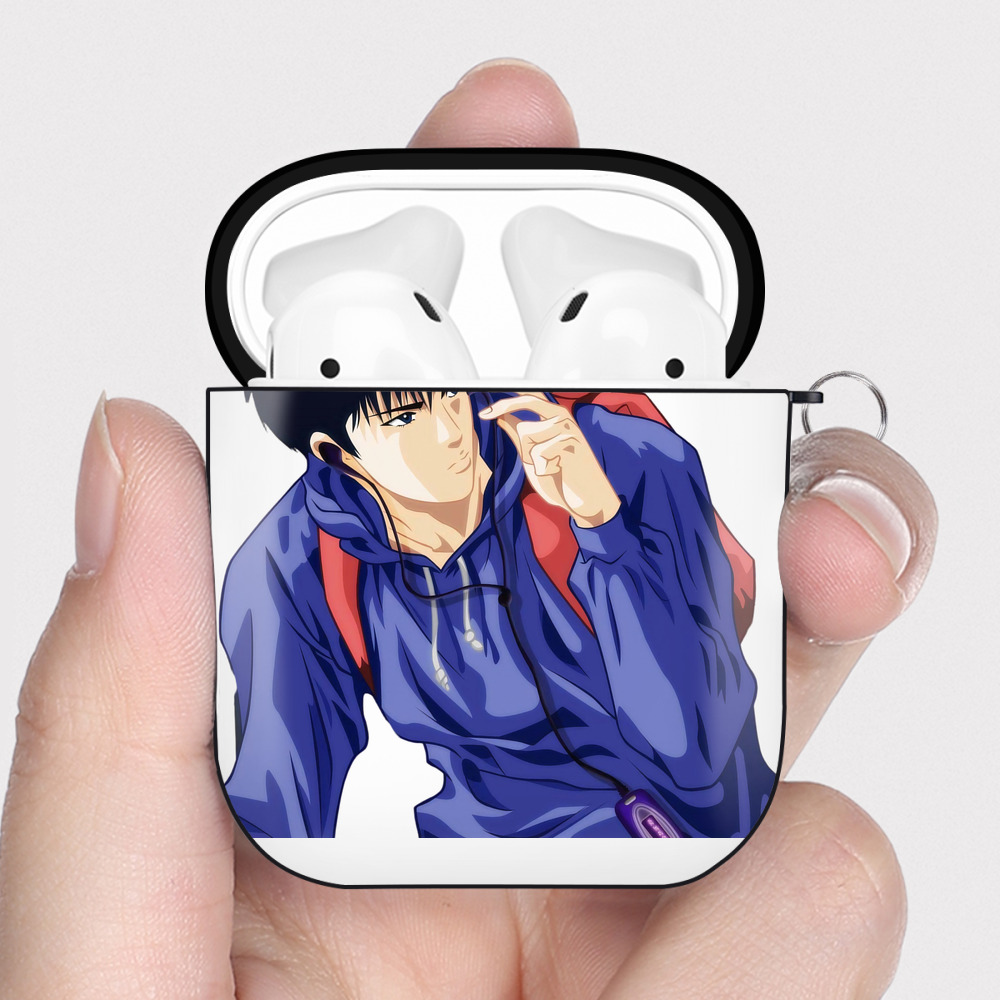 （画像用） SLAM DUNK／スラムダンク AirPods 第2世代保護ケース ハードシェル ブラック 耐衝撃・防指紋・カラビナ付き