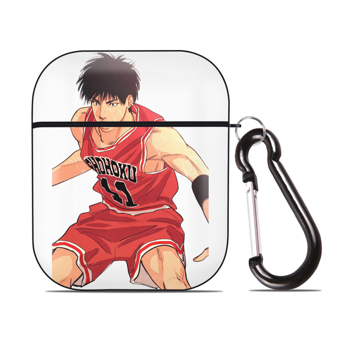 （画像用） SLAM DUNK／スラムダンク AirPods 第2世代保護ケース ハードシェル ブラック 耐衝撃・防指紋・カラビナ付き