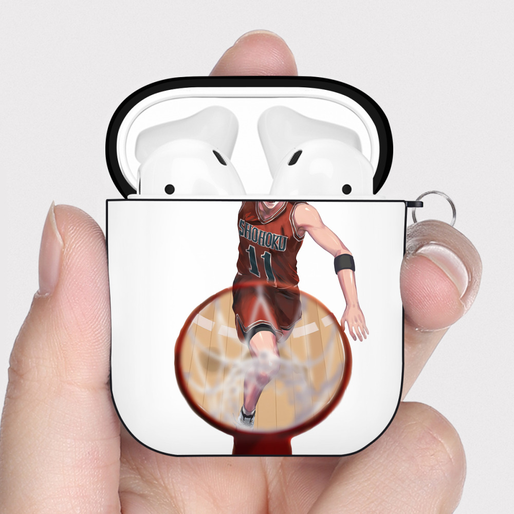 （画像用） SLAM DUNK／スラムダンク AirPods 第2世代保護ケース ハードシェル ブラック 耐衝撃・防指紋・カラビナ付き