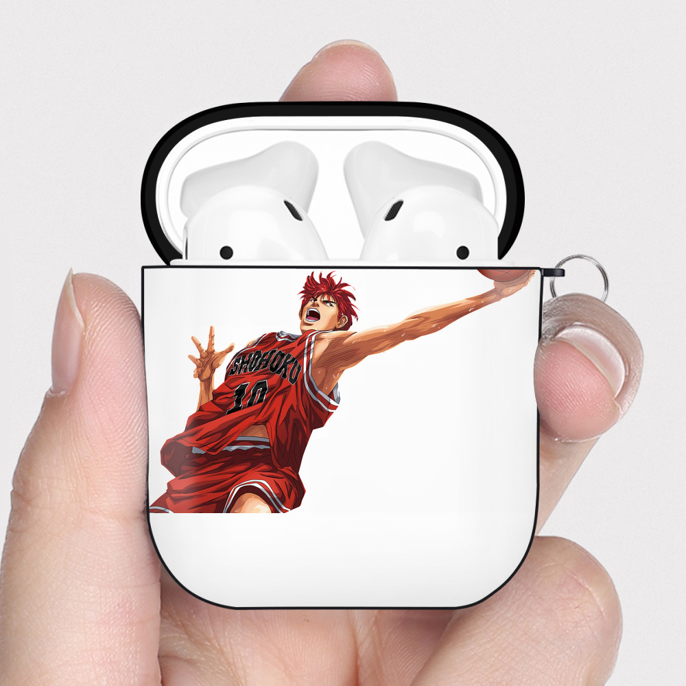 （画像用） SLAM DUNK／スラムダンク AirPods 第2世代保護ケース ハードシェル ブラック 耐衝撃・防指紋・カラビナ付き