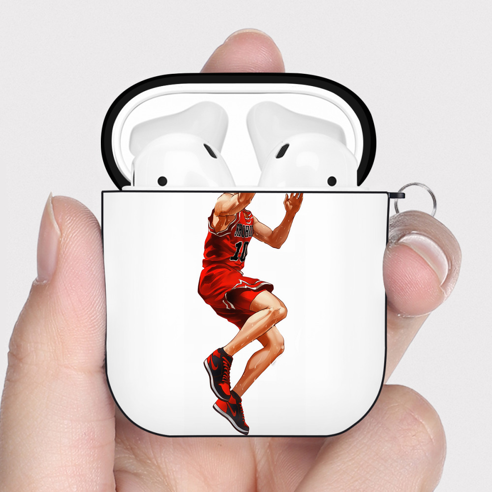 （画像用） SLAM DUNK／スラムダンク AirPods 第2世代保護ケース ハードシェル ブラック 耐衝撃・防指紋・カラビナ付き