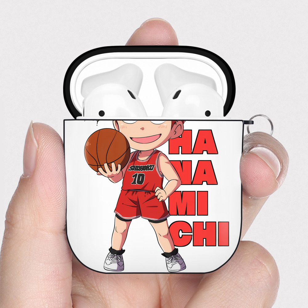 （画像用） SLAM DUNK／スラムダンク AirPods 第2世代保護ケース ハードシェル ブラック 耐衝撃・防指紋・カラビナ付き