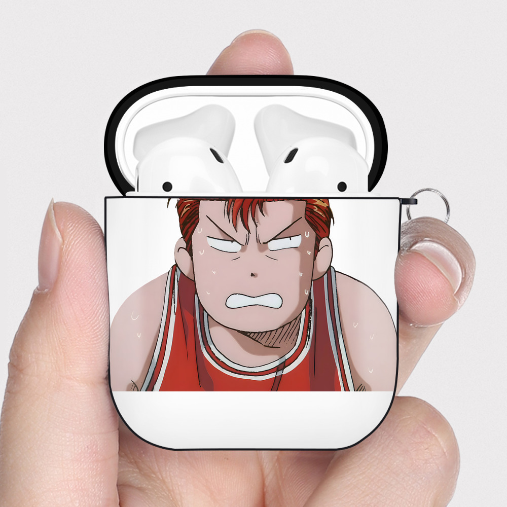 （画像用） SLAM DUNK／スラムダンク AirPods 第2世代保護ケース ハードシェル ブラック 耐衝撃・防指紋・カラビナ付き