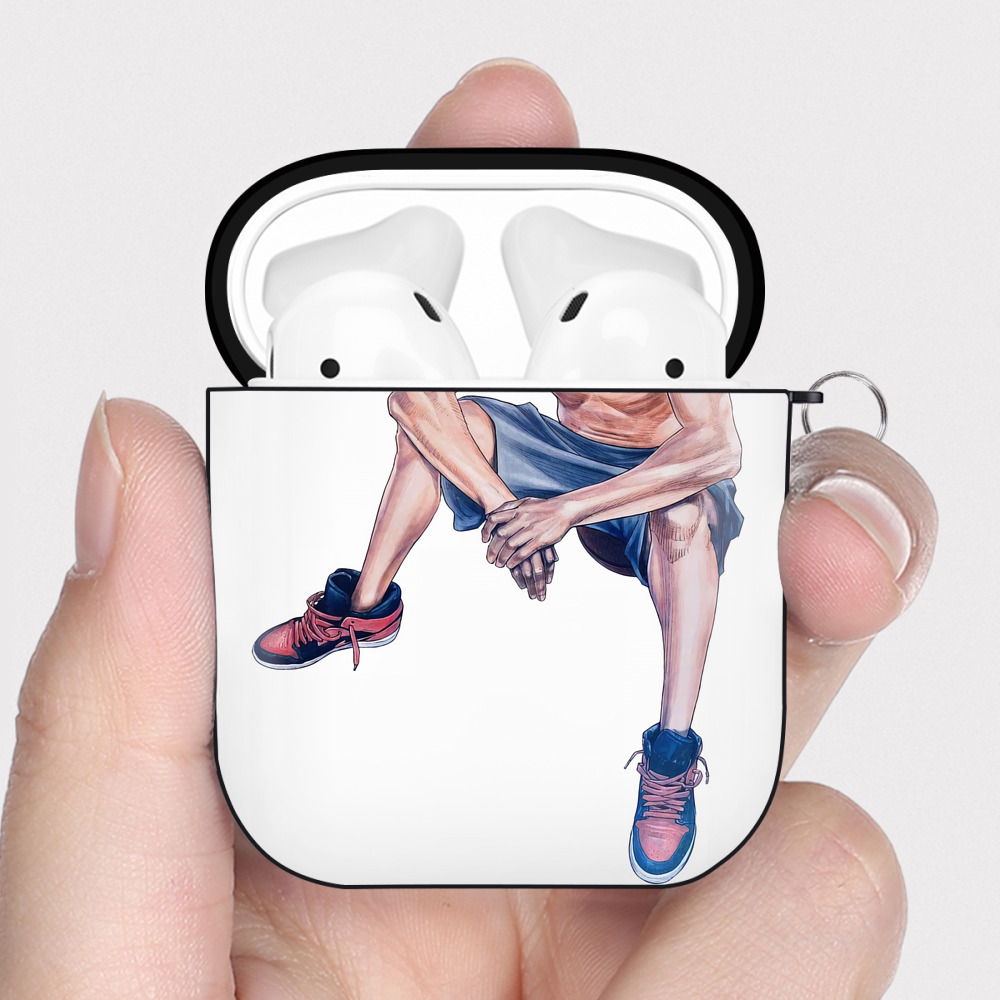 （画像用） SLAM DUNK／スラムダンク AirPods 第2世代保護ケース ハードシェル ブラック 耐衝撃・防指紋・カラビナ付き