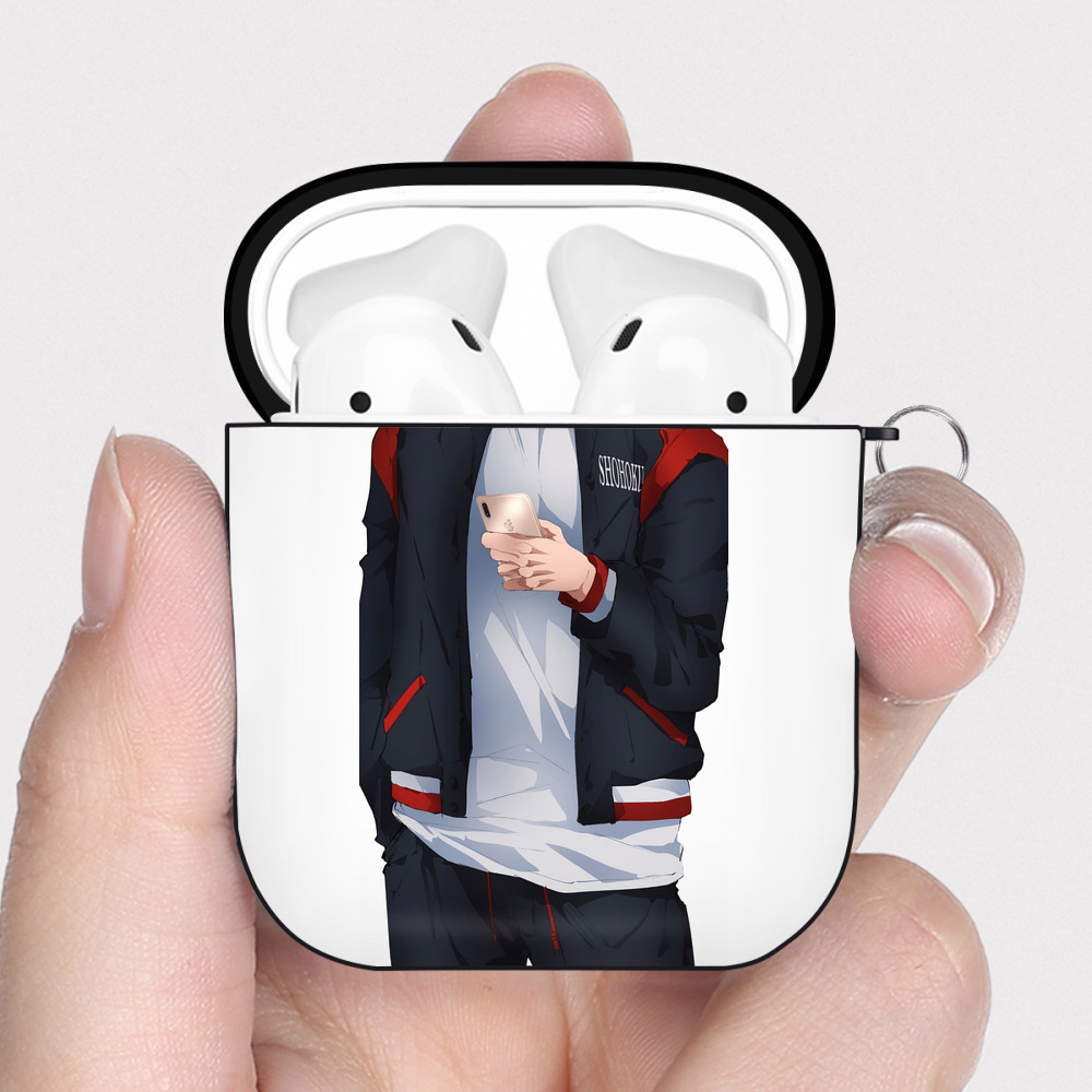 （画像用） SLAM DUNK／スラムダンク AirPods 第2世代保護ケース ハードシェル ブラック 耐衝撃・防指紋・カラビナ付き
