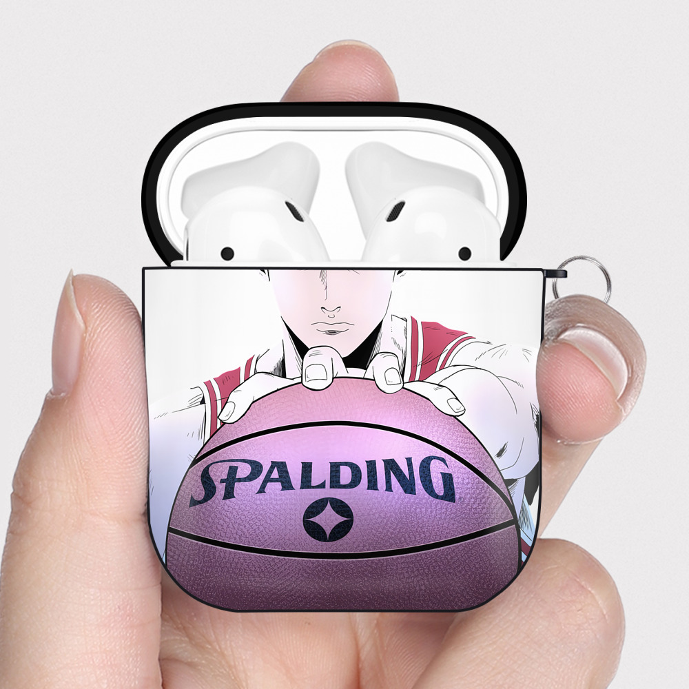 （画像用） SLAM DUNK／スラムダンク AirPods 第2世代保護ケース ハードシェル ブラック 耐衝撃・防指紋・カラビナ付き