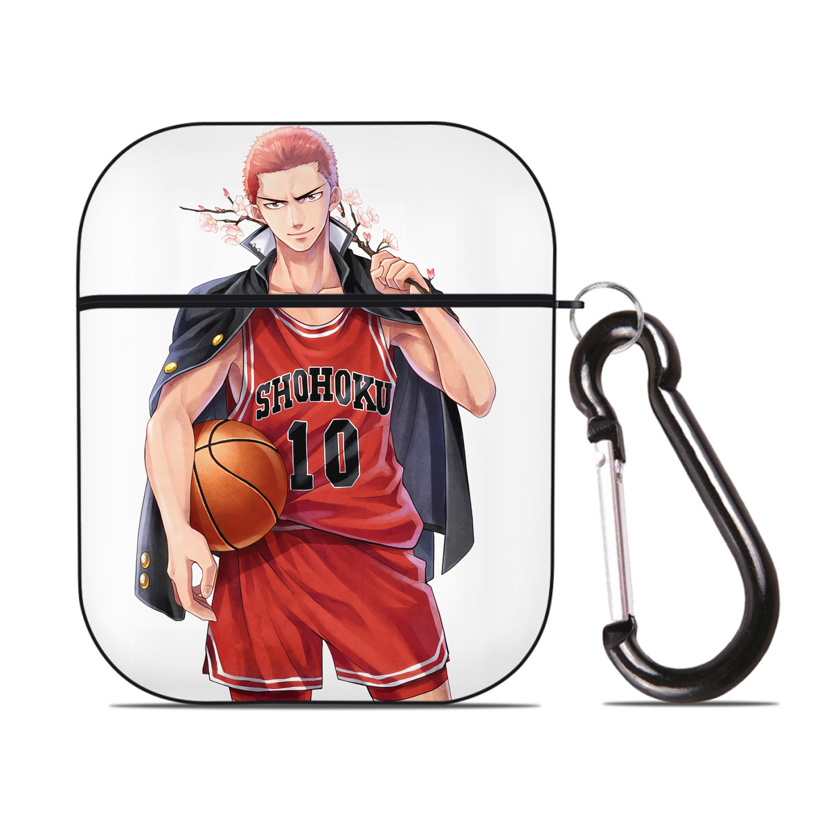 （画像用） SLAM DUNK／スラムダンク AirPods 第2世代保護ケース ハードシェル ブラック 耐衝撃・防指紋・カラビナ付き