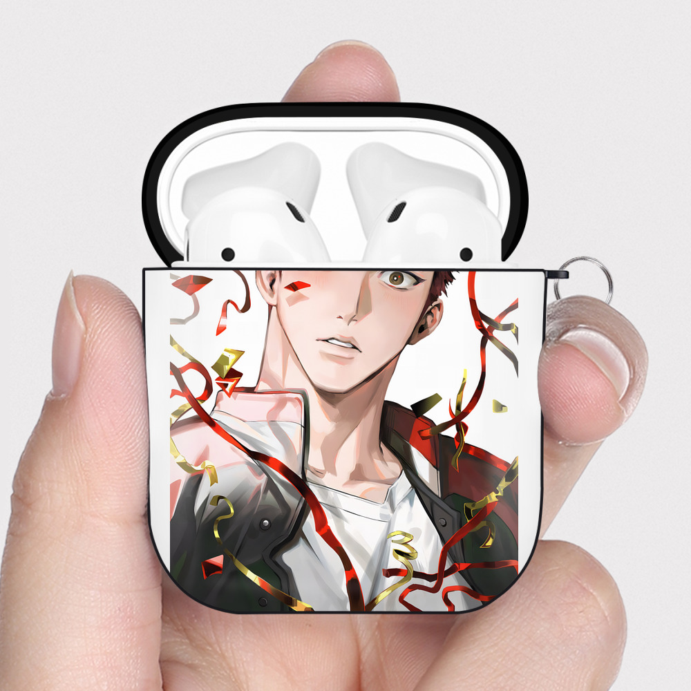 （画像用） SLAM DUNK／スラムダンク AirPods 第2世代保護ケース ハードシェル ブラック 耐衝撃・防指紋・カラビナ付き