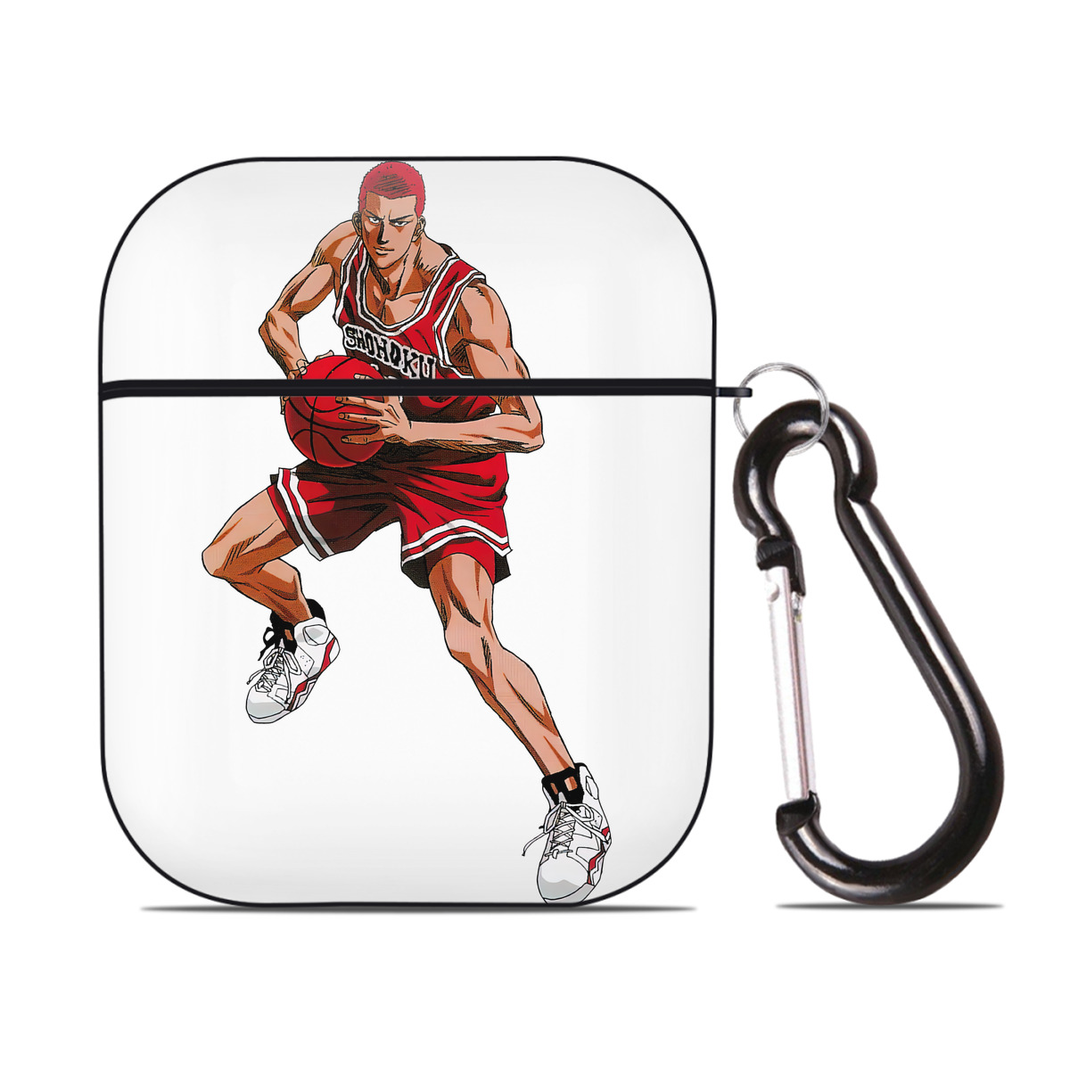 （画像用） SLAM DUNK／スラムダンク AirPods 第2世代保護ケース ハードシェル ブラック 耐衝撃・防指紋・カラビナ付き