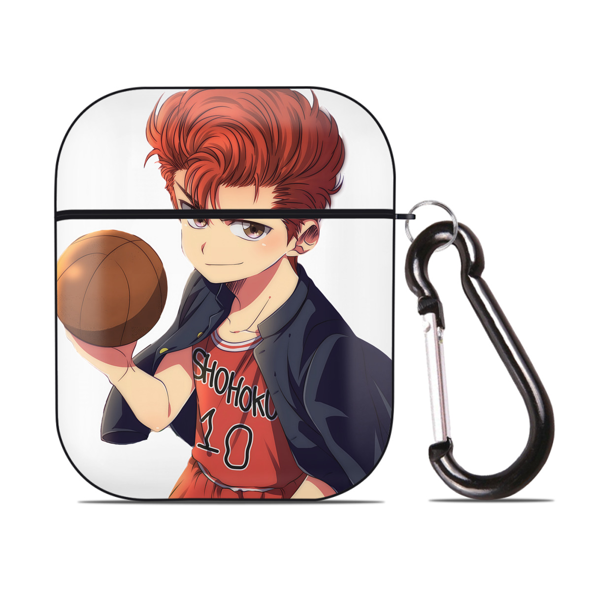（画像用） SLAM DUNK／スラムダンク AirPods 第2世代保護ケース ハードシェル ブラック 耐衝撃・防指紋・カラビナ付き