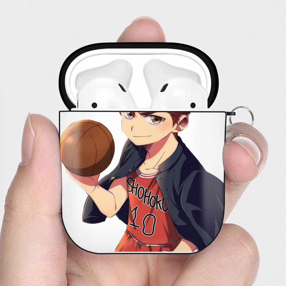 （画像用） SLAM DUNK／スラムダンク AirPods 第2世代保護ケース ハードシェル ブラック 耐衝撃・防指紋・カラビナ付き