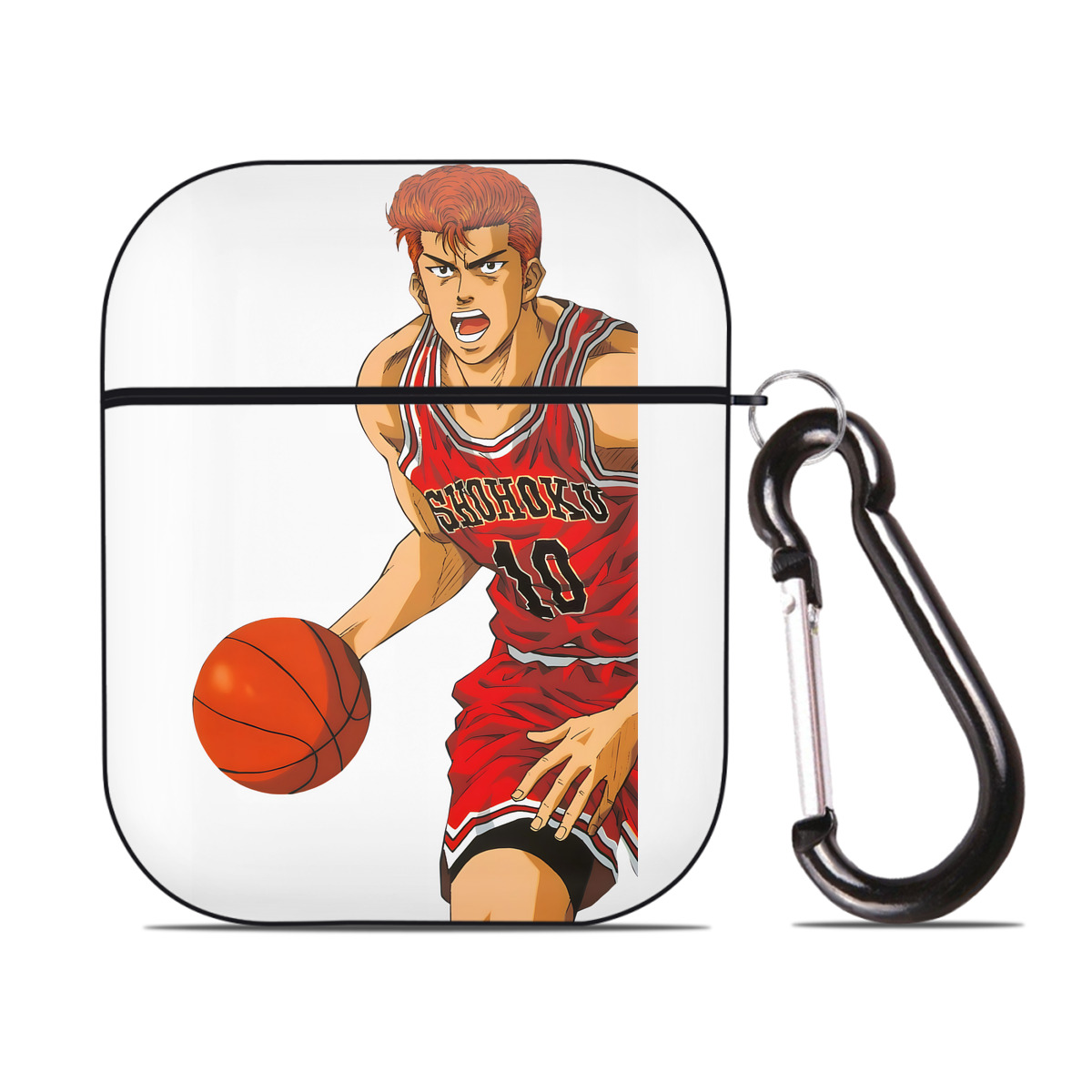（画像用） SLAM DUNK／スラムダンク AirPods 第2世代保護ケース ハードシェル ブラック 耐衝撃・防指紋・カラビナ付き