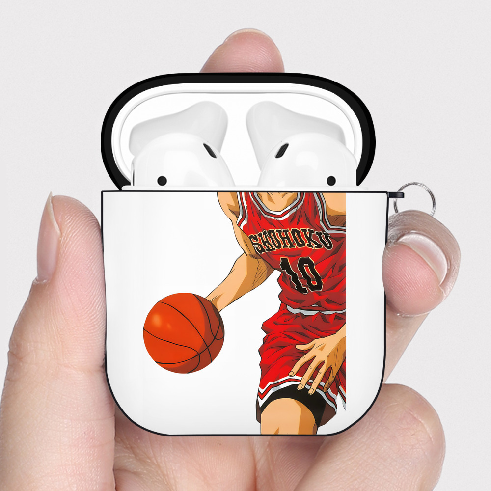 （画像用） SLAM DUNK／スラムダンク AirPods 第2世代保護ケース ハードシェル ブラック 耐衝撃・防指紋・カラビナ付き