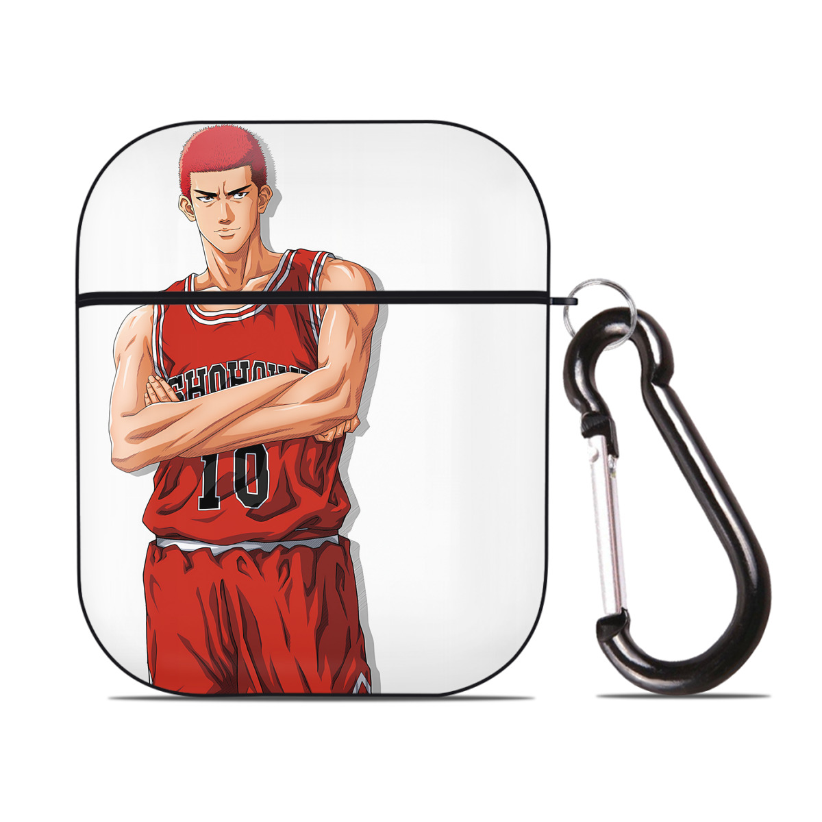 （画像用） SLAM DUNK／スラムダンク AirPods 第2世代保護ケース ハードシェル ブラック 耐衝撃・防指紋・カラビナ付き