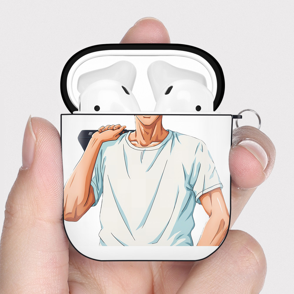 （画像用） SLAM DUNK／スラムダンク AirPods 第2世代保護ケース ハードシェル ブラック 耐衝撃・防指紋・カラビナ付き