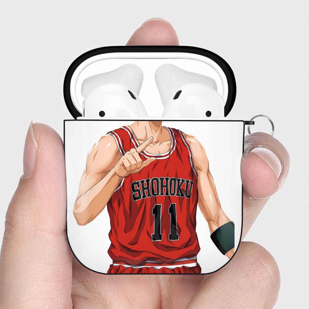 （画像用） SLAM DUNK／スラムダンク AirPods 第2世代保護ケース ハードシェル ブラック 耐衝撃・防指紋・カラビナ付き