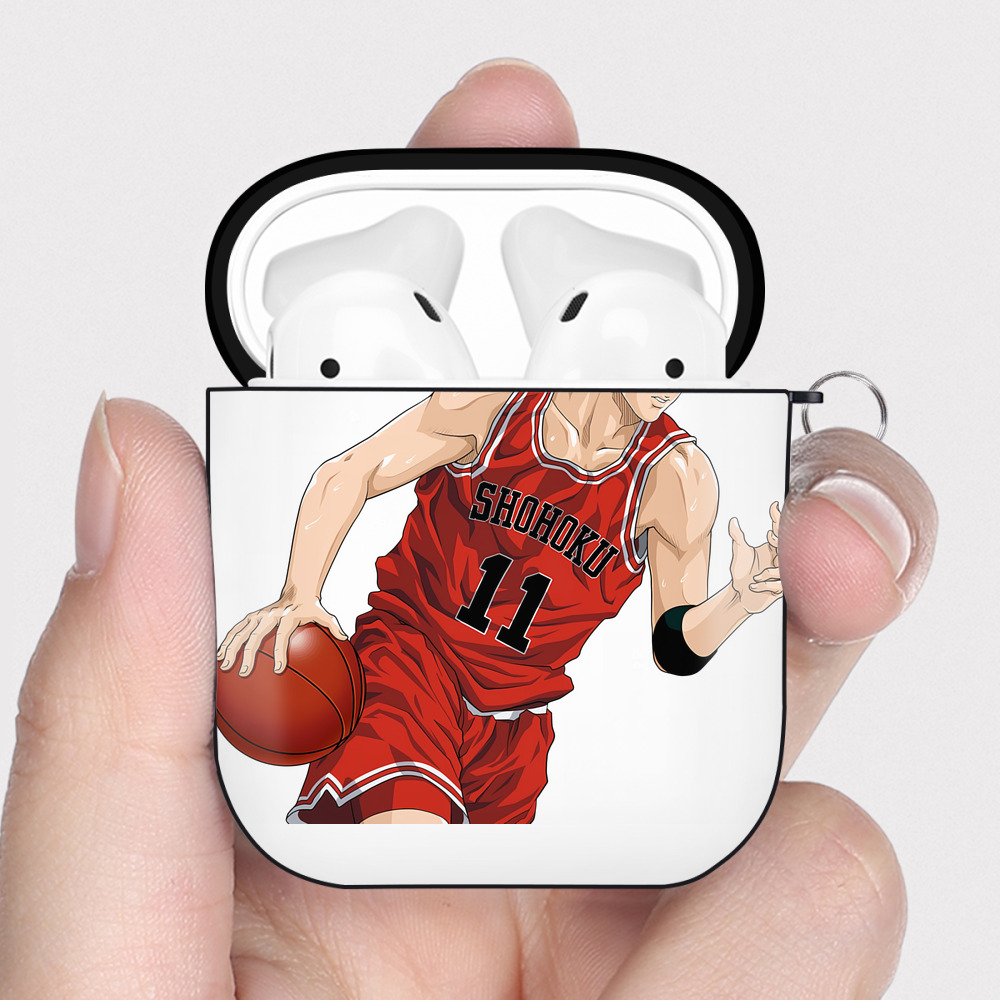 （画像用） SLAM DUNK／スラムダンク AirPods 第2世代保護ケース ハードシェル ブラック 耐衝撃・防指紋・カラビナ付き