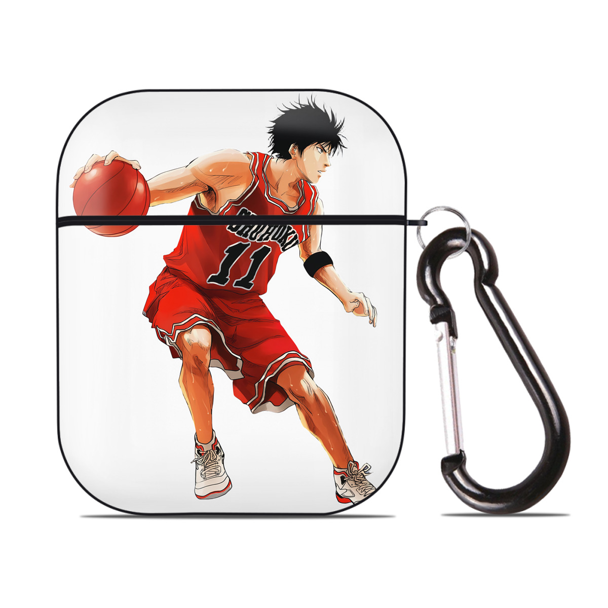 （画像用） SLAM DUNK／スラムダンク AirPods 第2世代保護ケース ハードシェル ブラック 耐衝撃・防指紋・カラビナ付き