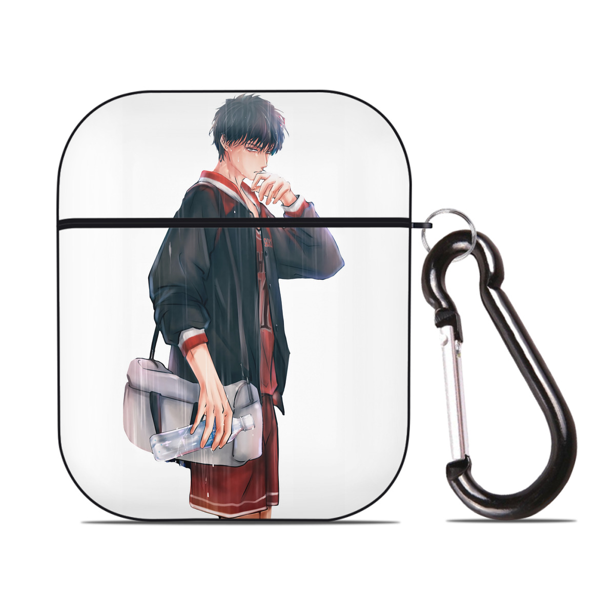 （画像用） SLAM DUNK／スラムダンク AirPods 第2世代保護ケース ハードシェル ブラック 耐衝撃・防指紋・カラビナ付き