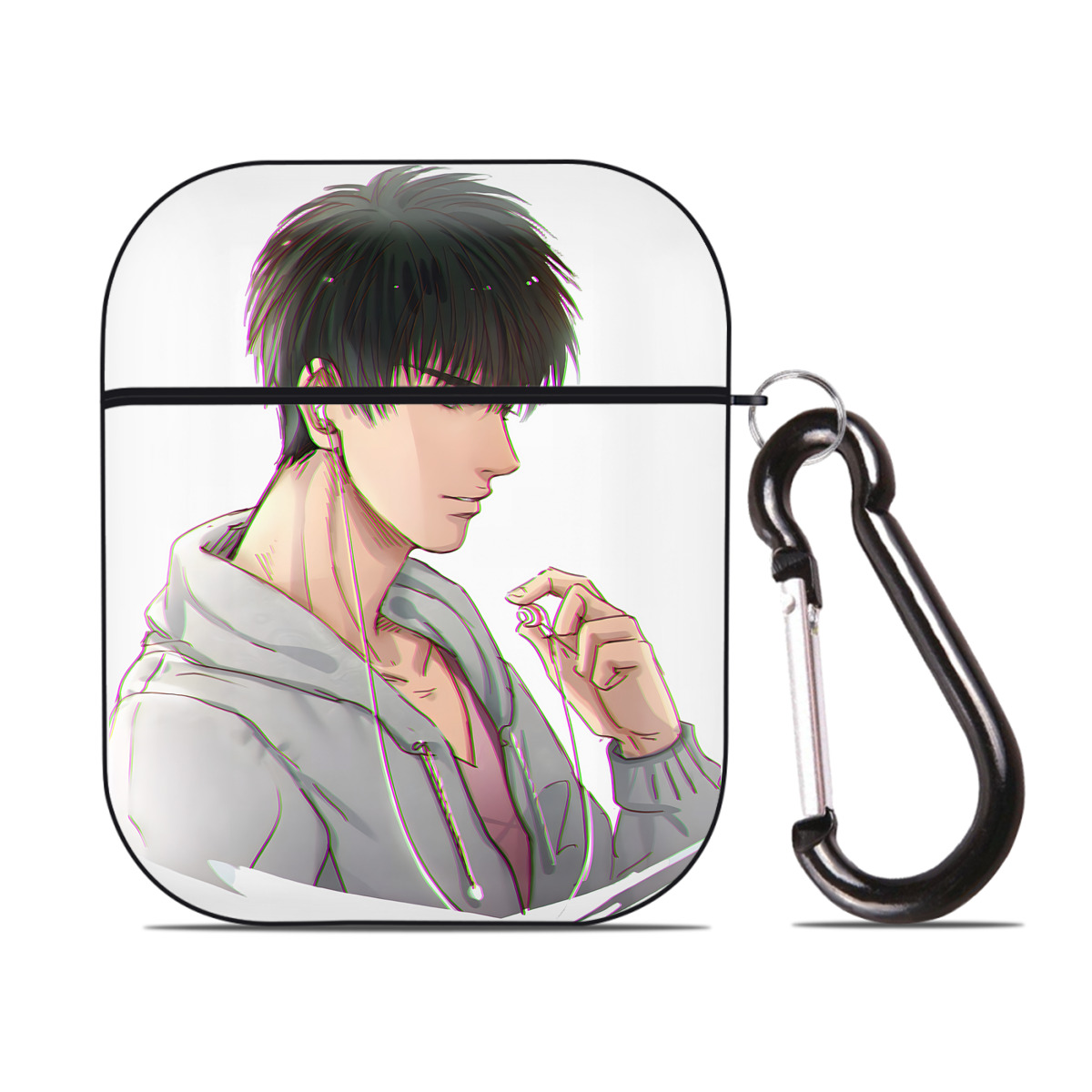 （画像用） SLAM DUNK／スラムダンク AirPods 第2世代保護ケース ハードシェル ブラック 耐衝撃・防指紋・カラビナ付き