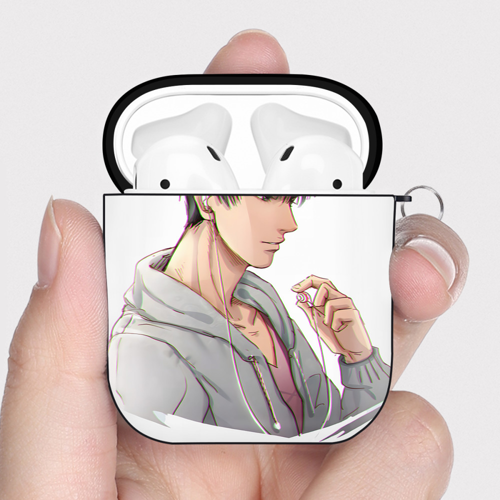 （画像用） SLAM DUNK／スラムダンク AirPods 第2世代保護ケース ハードシェル ブラック 耐衝撃・防指紋・カラビナ付き