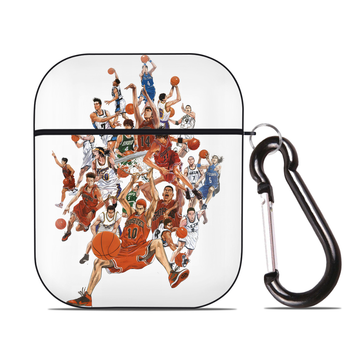 （画像用） SLAM DUNK／スラムダンク AirPods 第2世代保護ケース ハードシェル ブラック 耐衝撃・防指紋・カラビナ付き