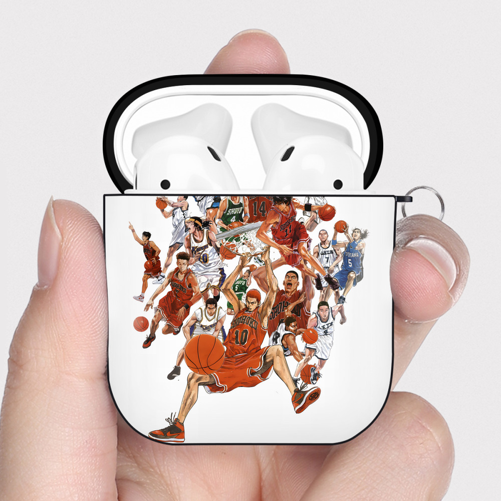 （画像用） SLAM DUNK／スラムダンク AirPods 第2世代保護ケース ハードシェル ブラック 耐衝撃・防指紋・カラビナ付き