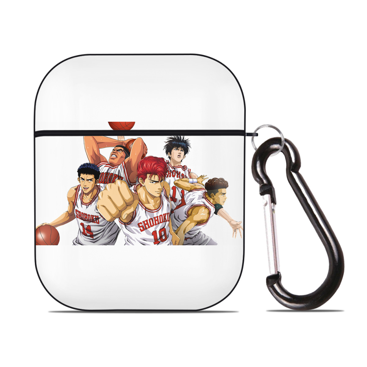 （画像用） SLAM DUNK／スラムダンク AirPods 第2世代保護ケース ハードシェル ブラック 耐衝撃・防指紋・カラビナ付き