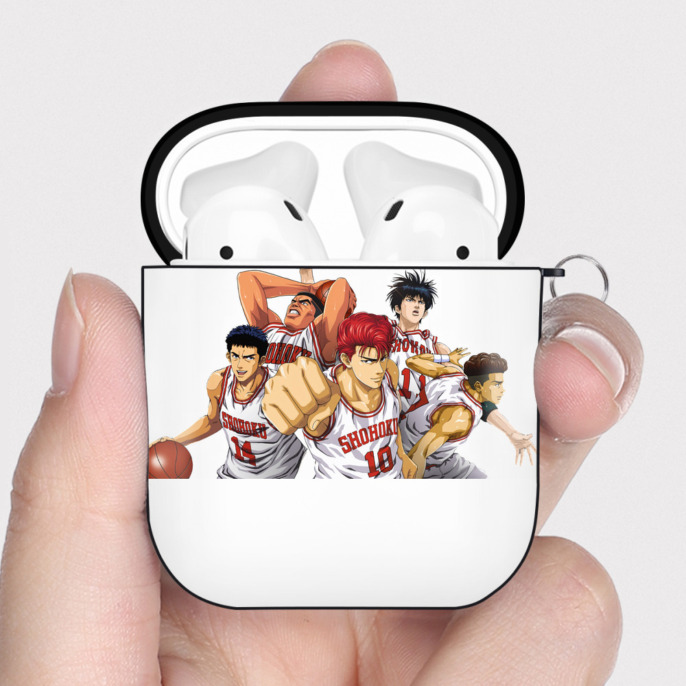 （画像用） SLAM DUNK／スラムダンク AirPods 第2世代保護ケース ハードシェル ブラック 耐衝撃・防指紋・カラビナ付き