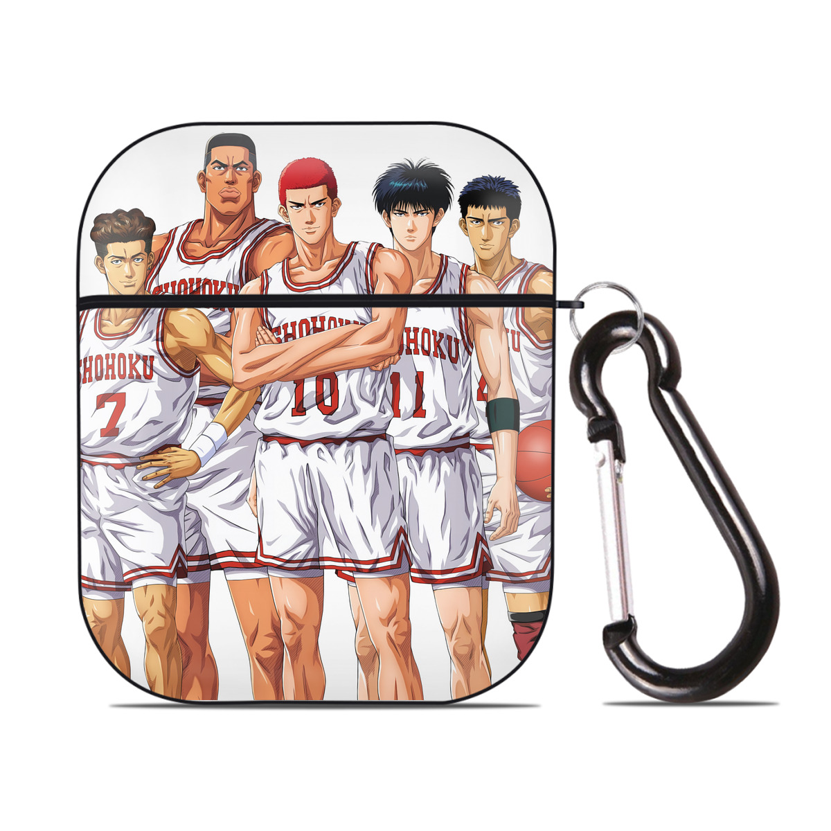 （画像用） SLAM DUNK／スラムダンク AirPods 第2世代保護ケース ハードシェル ブラック 耐衝撃・防指紋・カラビナ付き