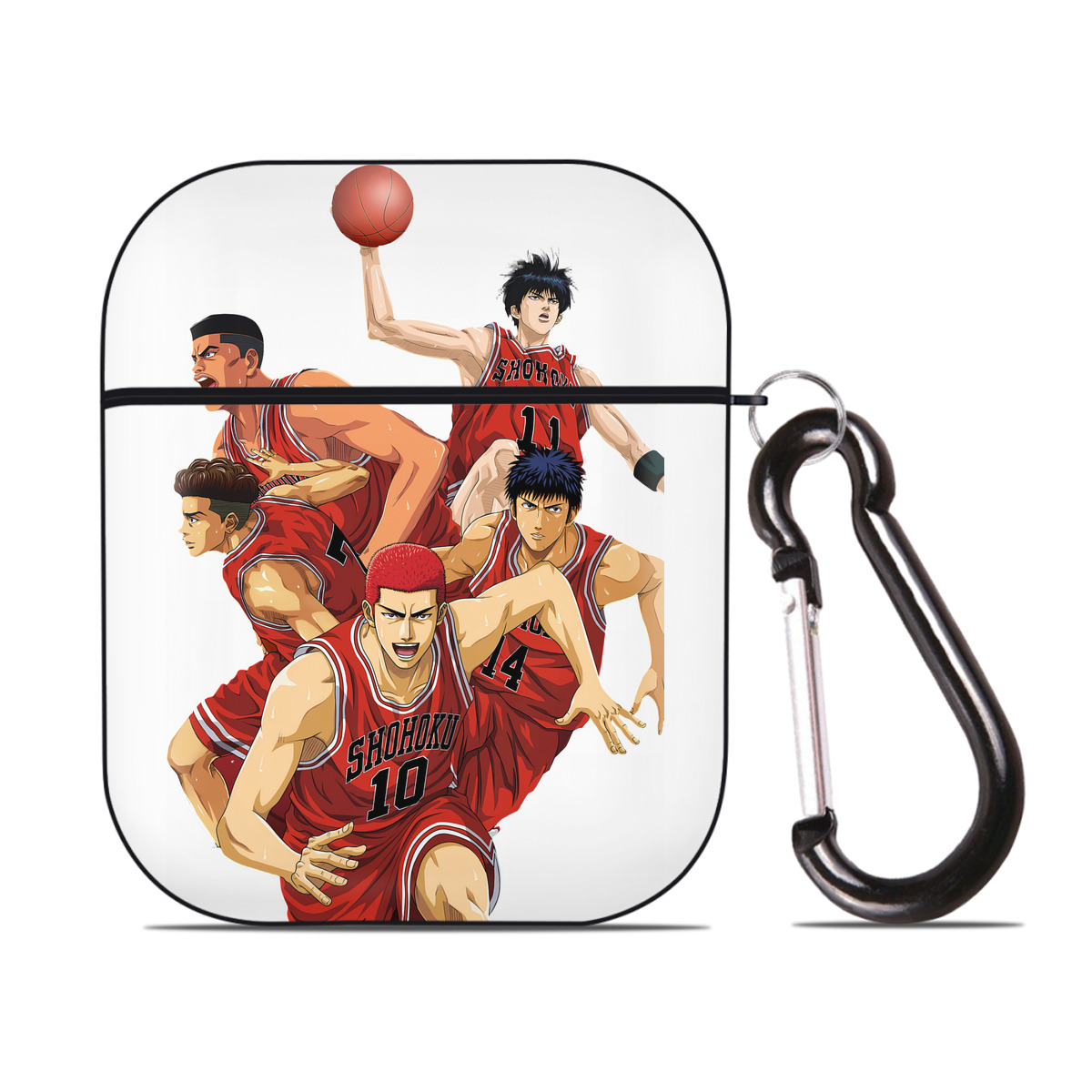 （画像用） SLAM DUNK／スラムダンク AirPods 第2世代保護ケース ハードシェル ブラック 耐衝撃・防指紋・カラビナ付き
