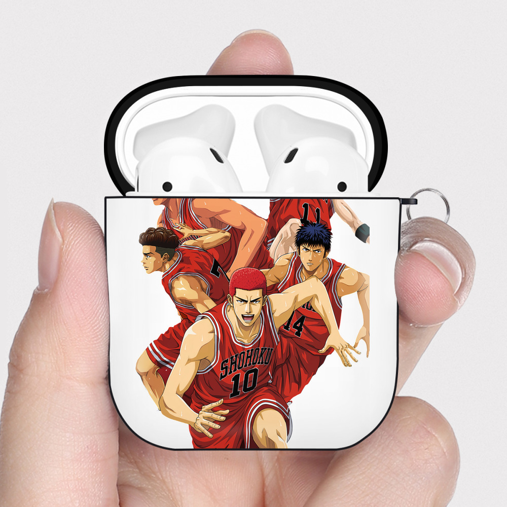 （画像用） SLAM DUNK／スラムダンク AirPods 第2世代保護ケース ハードシェル ブラック 耐衝撃・防指紋・カラビナ付き