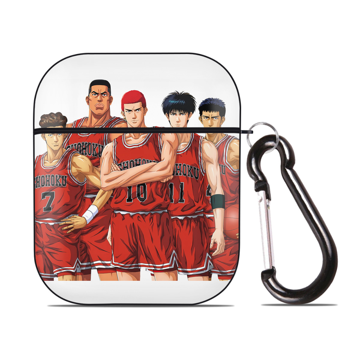 （画像用） SLAM DUNK／スラムダンク AirPods 第2世代保護ケース ハードシェル ブラック 耐衝撃・防指紋・カラビナ付き