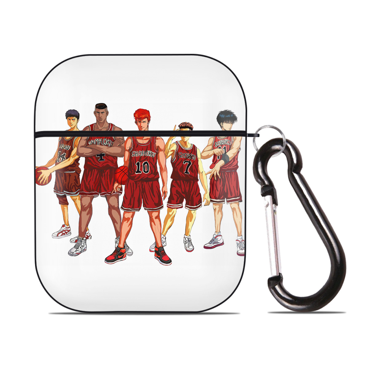 （画像用） SLAM DUNK／スラムダンク AirPods 第2世代保護ケース ハードシェル ブラック 耐衝撃・防指紋・カラビナ付き