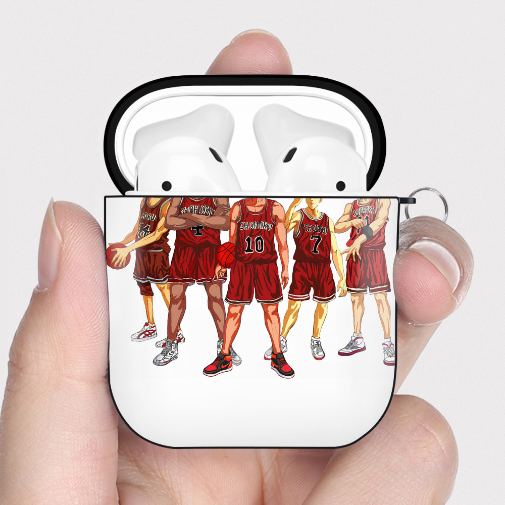 （画像用） SLAM DUNK／スラムダンク AirPods 第2世代保護ケース ハードシェル ブラック 耐衝撃・防指紋・カラビナ付き