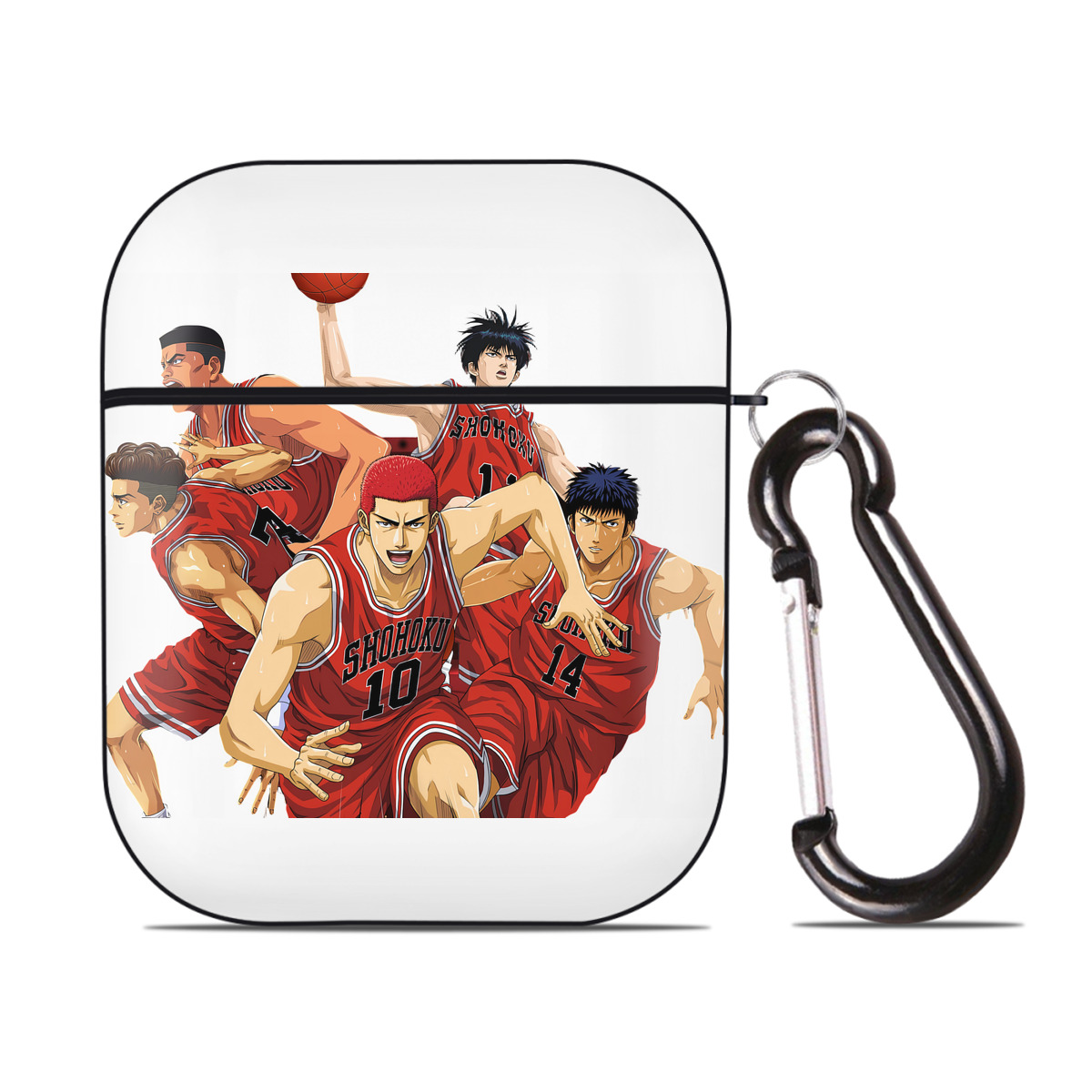 （画像用） SLAM DUNK／スラムダンク AirPods 第2世代保護ケース ハードシェル ブラック 耐衝撃・防指紋・カラビナ付き