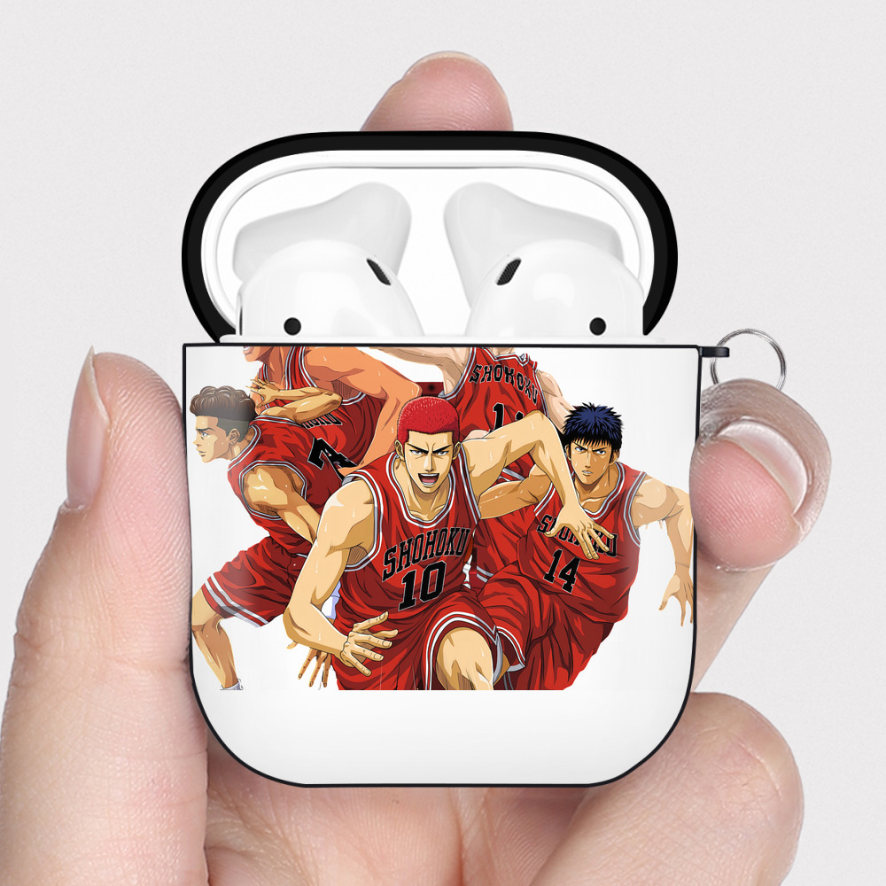 （画像用） SLAM DUNK／スラムダンク AirPods 第2世代保護ケース ハードシェル ブラック 耐衝撃・防指紋・カラビナ付き