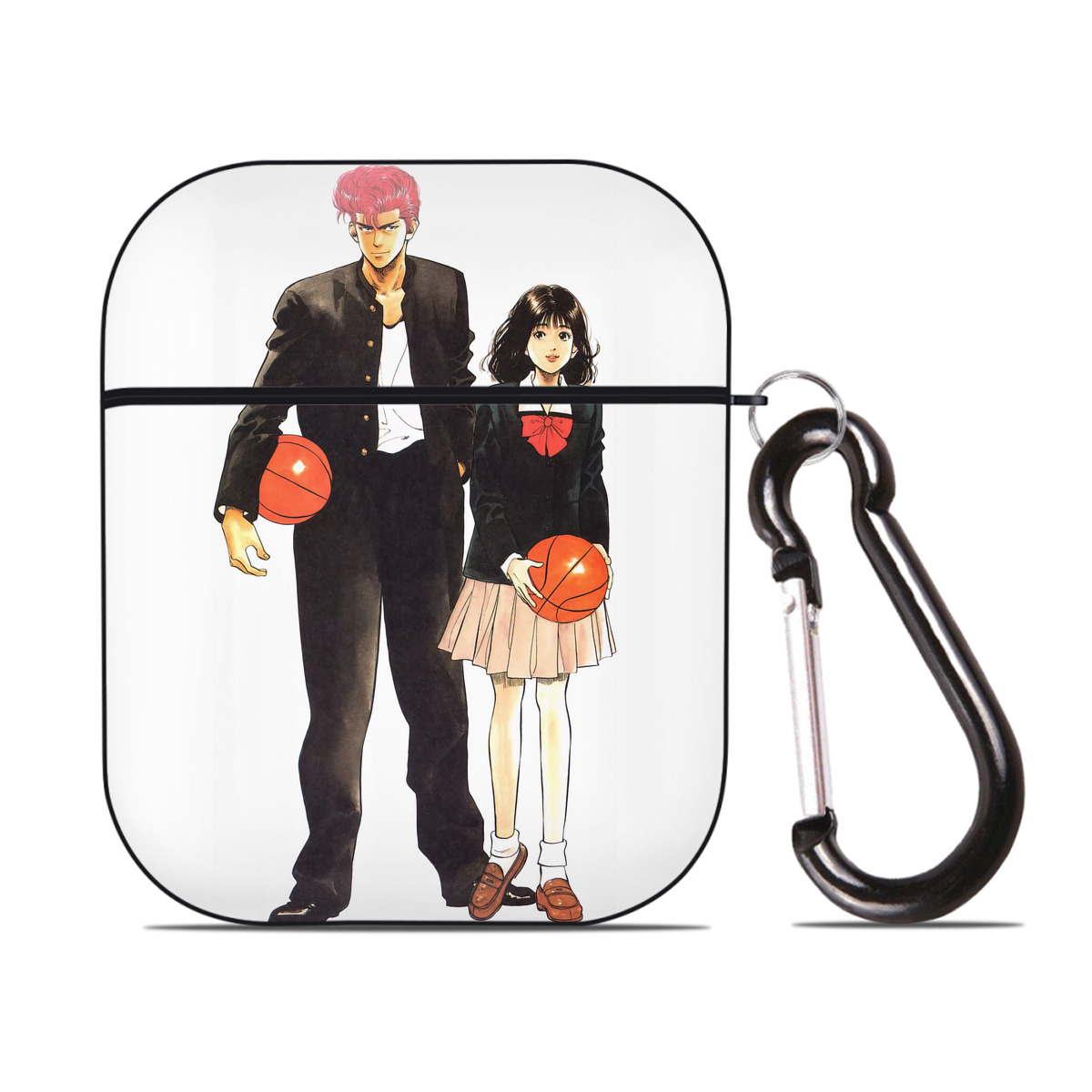 （画像用） SLAM DUNK／スラムダンク AirPods 第2世代保護ケース ハードシェル ブラック 耐衝撃・防指紋・カラビナ付き