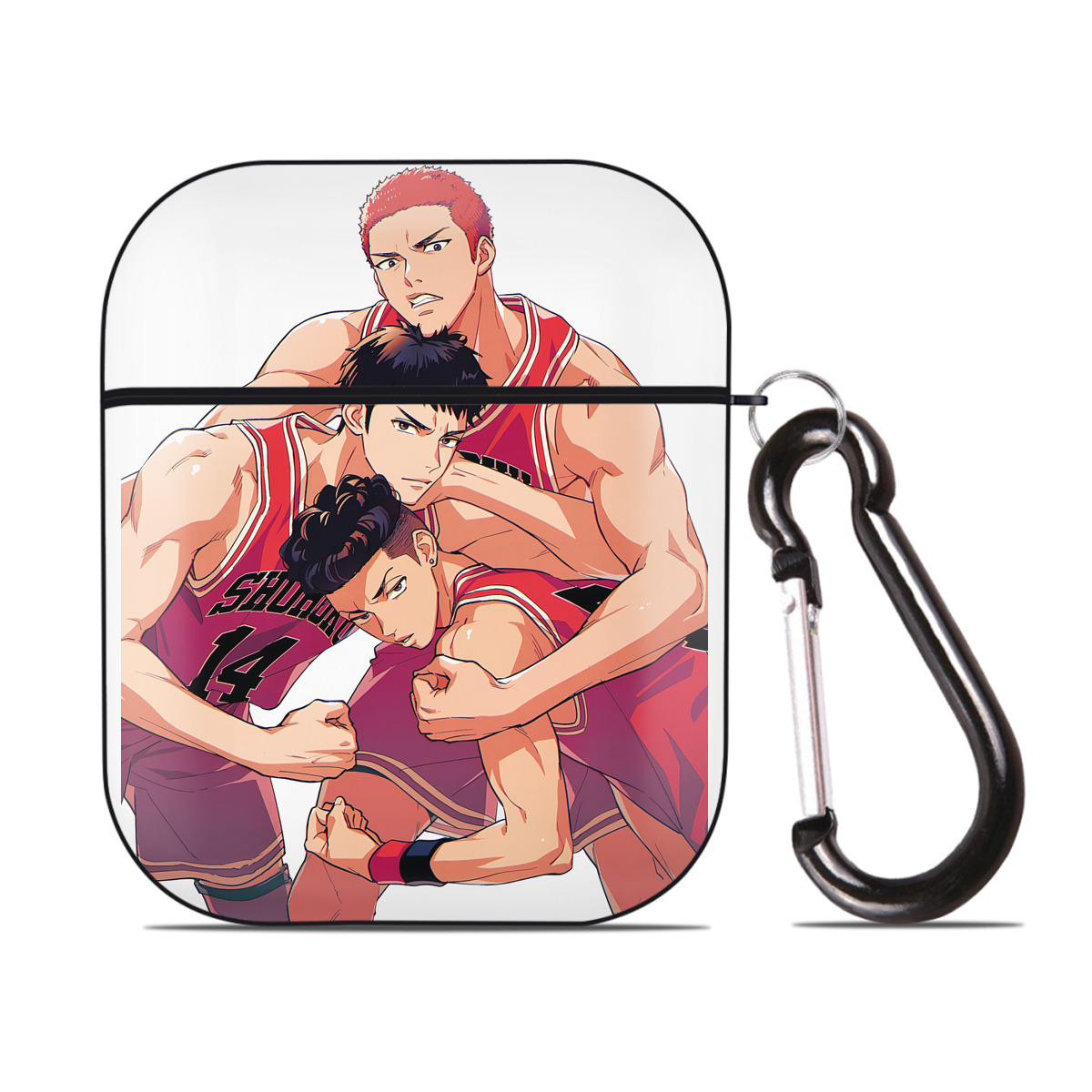 （画像用） SLAM DUNK／スラムダンク AirPods 第2世代保護ケース ハードシェル ブラック 耐衝撃・防指紋・カラビナ付き