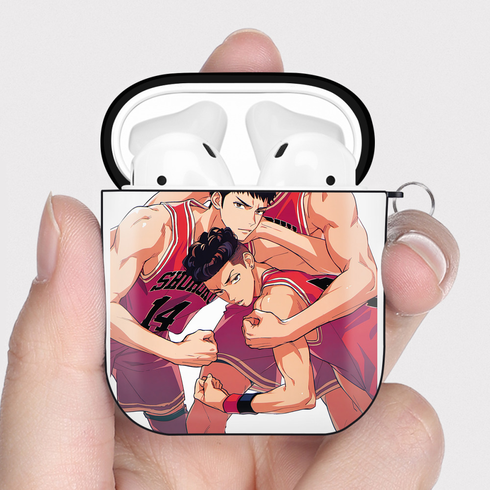 （画像用） SLAM DUNK／スラムダンク AirPods 第2世代保護ケース ハードシェル ブラック 耐衝撃・防指紋・カラビナ付き