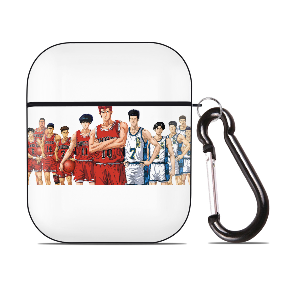 （画像用） SLAM DUNK／スラムダンク AirPods 第2世代保護ケース ハードシェル ブラック 耐衝撃・防指紋・カラビナ付き