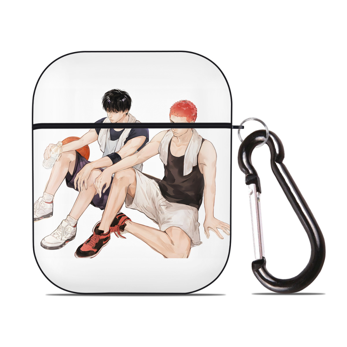 （画像用） SLAM DUNK／スラムダンク AirPods 第2世代保護ケース ハードシェル ブラック 耐衝撃・防指紋・カラビナ付き