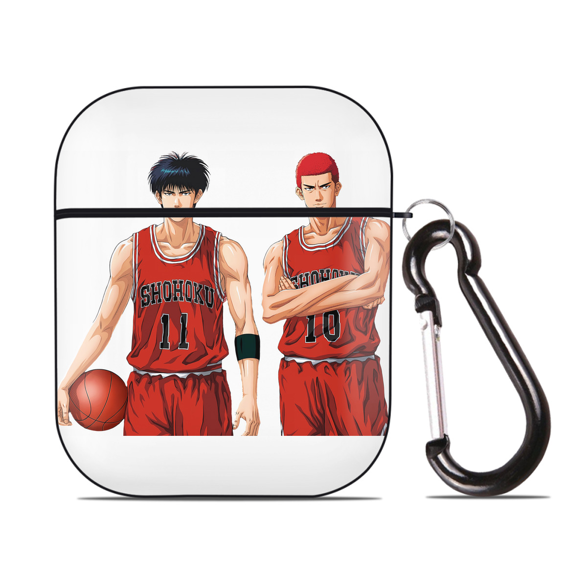 （画像用） SLAM DUNK／スラムダンク AirPods 第2世代保護ケース ハードシェル ブラック 耐衝撃・防指紋・カラビナ付き
